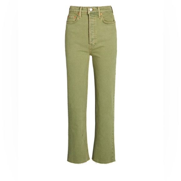 RE/DONE 70”s High Rise Stove Pipe Jeans in Sage Green Size 26 - Picture 6 of 12